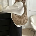 thumbnail image 4 of Bolso Hombro Con Bordado Diamantes para Mujer Bolso Mano Acolchado Invierno (Caqui), 4 of 8