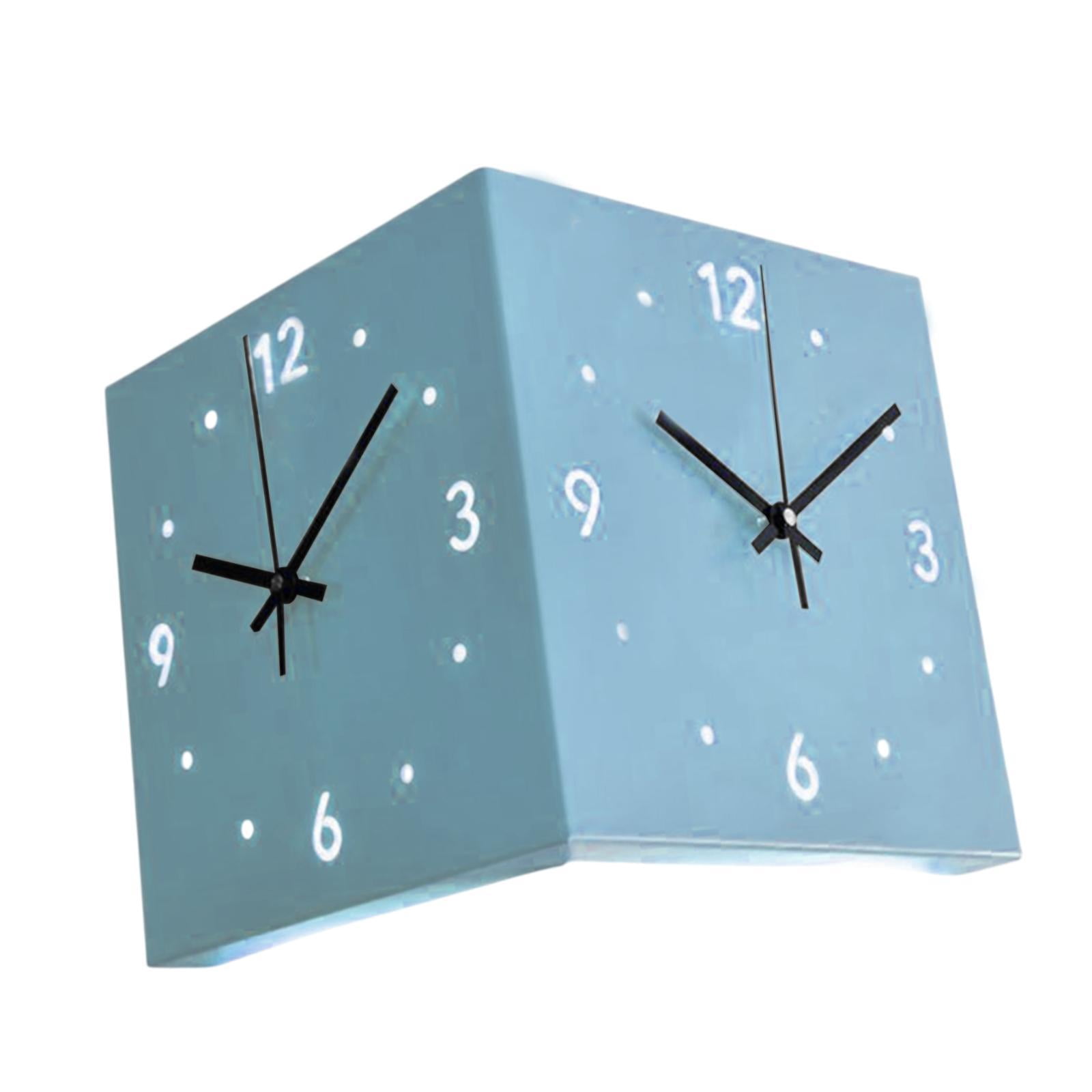 Baoblaze Double Sided Corner Wall Clock Friend Gift for Living Room Hotel Dining Room Blue