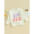 thumbnail image 3 of Bagilaanoe Baby Sister Matching Clothing Toddler Girls Oversized Romper Sweatshirt Long Sleeve Letter Print Pullover 3M 6M 12M 18M 24M 3T 4T Kids Casual Tee Tops, 3 of 8