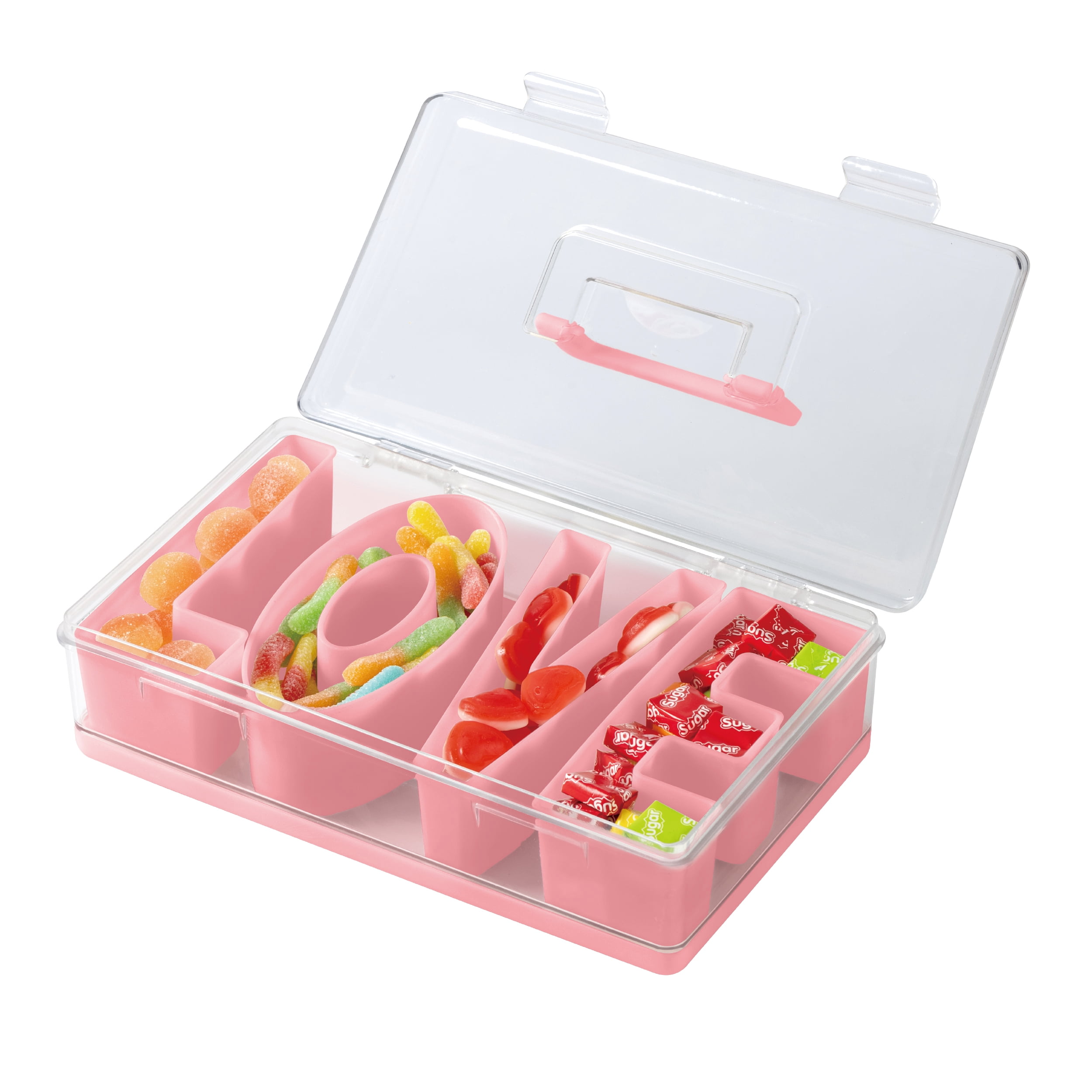 Cook with Color Valentine’s Day Figural Plastic Snack Box, Pink LOVE Design