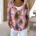 thumbnail image 2 of Wutalume Women's Holiday Themed Long Sleeve Christmas Snowman Snowflake Print Jacket Cardigan, Festive and Comfortable Knitwear for Seasonal Celebrations,Pink L, 2 of 5