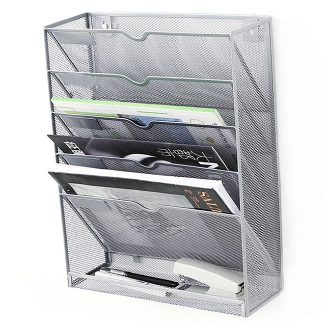 Organizador de archivos de pared de metal, archivador de pared de 5 niveles, soporte para archivos de montaje en pared, organizador de archivos de pared hecho a mano con cuidado