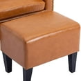 thumbnail image 5 of Accent Chair with Ottoman, Mid Century Barrel Chair with Thick Cushion and Soft Back,Modern Upholstered Club Tub Round Arms Chair for Living Room Bedroom Office,Light Brown, 5 of 7