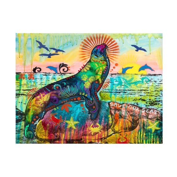 Canvas Wall Art - Dean Russo 'Save Our Seas' Wall Art for Living Room, Bedroom, or Office Décor by Trademark Fine Art - 19 x 14 Inches