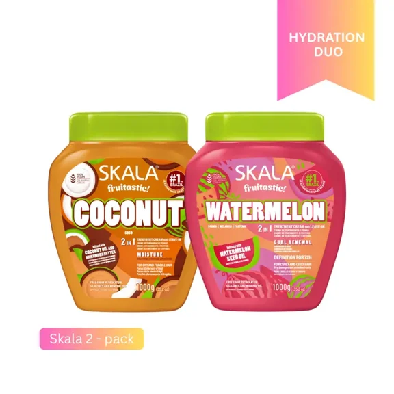 Skala Hydration Duo Watermelon & Coconut Curl Cream Set – 2 x 1000g Deep Moisture & Definition Brazilian Hair Treatment for Curly and Wavy Hair