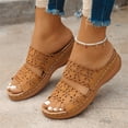 thumbnail image 4 of Domuza Orthopedic Sandals for Women Arch Support Flat Wedge Sandals Wide Width Non Slip Slip on Walking Shoes Comfortable 2026 New Foam Shoes Brown 7（EU-38）, 4 of 5