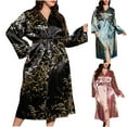 thumbnail image 5 of TEAJOPSUU Women's Oversized Silk Robes Casual Kimono Robes Short Bathrobe Bridesmaid Wedding Party Nightgown Sleepwear Green, 5 of 5