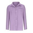 thumbnail image 3 of GigrtiJin Womens Button down Shirts Long Sleeve Collar Solid Color Blouse Loose Casual Work Tunic Tops with Pocket, 3 of 5