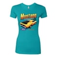 thumbnail image 2 of Wild Bobby, Ford Yellow Mustang Horsepower Cars and Trucks Women Slim Fit Junior Tee, Tahiti Blue, X-Large, 2 of 6