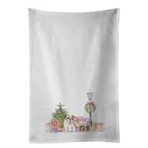 Carolines Treasures CK8125WTKT 28 x 19 in. Unisex Bulldog Fawn with Christmas Wonderland White Dish Towels Kitchen Towel - Set of 2