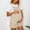 Beige, variant on LADIGASU Pregnant Women's Solid Color Maternity Adjustable Waist Solid Color Shoulder Strap Jumpsuit Shorts