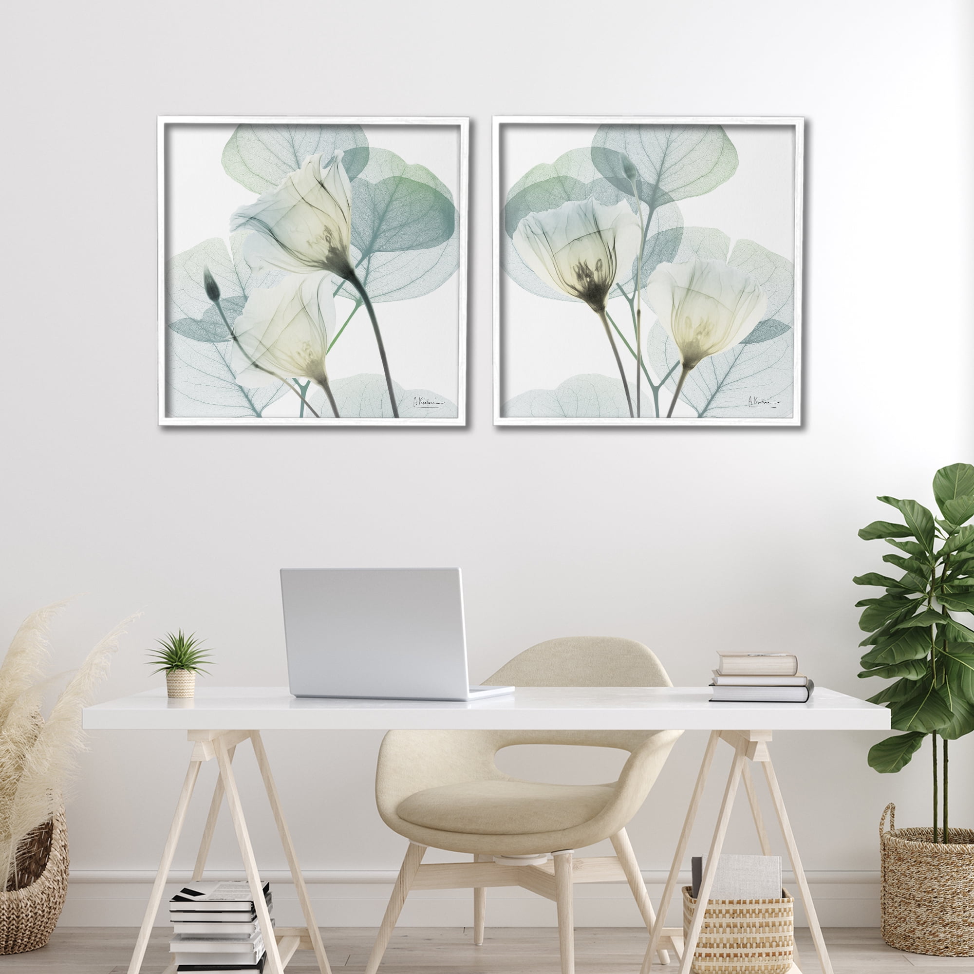 Stupell Industries Divine Fate Flowers 2 Piece White Framed Giclee Art Set, design by Albert Koetsier
