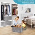 thumbnail image 3 of Cajas de Almacenamiento,3pcs Cajones Organizadores con tapa y asas,Closet Organizador de Ropa de Tela Plegables con Tapas,Cestas de Lino Cubo para Dormitorio,Oficina para ropa,juguetes,libros(gris), 3 of 7