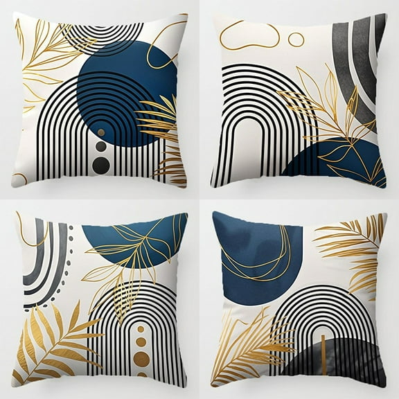 Blue and Grey Throw Pillows Boho Pillow Covers 18x18 Abstract Geometric Pillow Covers Mid Century Modern Decor for Sofa Bed Living Room Couch Set of 4