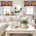 thumbnail image 4 of Colorful Dahlia Valance Curtain for Windows Modern Abstract Orange Yellow Blue Flower Oil Painting Style Rod Pocket Curtain Valances Short Window Treatments for Kitchen Bathroom Laundry 60 x 18 Inch, 4 of 9