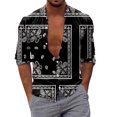 thumbnail image 1 of Camisas Para Hombre Manga Larga De AlgodóN Camisas estampadas informales de manga larga para otoño e invierno para hombre, blusas superiores a la (Black, XXL), 1 of 4