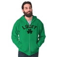 thumbnail image 3 of Saint Patrick's Day Lucky Shamrocks Zip Up Hoodie Men's Women's Brisco Brands S, 3 of 6