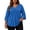 #049-Blue, variant on Womens Plus Size Tunic Tops V Neck 3/4 Sleeve with Ruffle Cuffs Pleated Front Casual Loose Fit Blouses Fall Winter Clothes