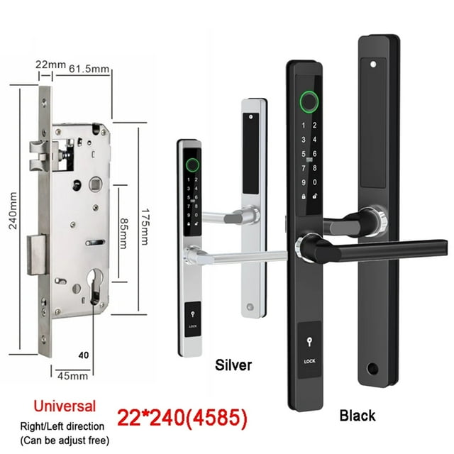 Serrure de Porte Intelligente Mince à Empreinte Digitale avec Poignées, Entrée Sans Clé, Serrure de Porte, Clavier Bluetooth, Carte, Sans Clé pour Porte de 35-120 mm, Maison Intelligente Intégrée