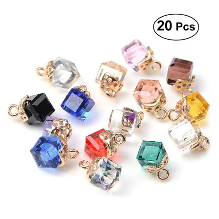 Raindrops 20Pcs Cubic Crystal Pendants Assorted Color for Jewelry Making Decorative Charms and Accessories