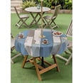 thumbnail image 5 of Outdoor Tablecloth with Umbrella Hole Zipper Blue Wood Grain Round Tablecloth 60" Waterproof Outside Table Cloth Farmhouse Mottled Striped Plank Patio Table Cover Tablecloths for Picnic Party, 5 of 8