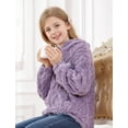 thumbnail image 3 of Lollipie Girls Fuzzy Fleece Hoodies Sweater Cable Knit Warm Sherpa Pullover Sweatshirt with Pockets 6-13 Years, 3 of 7