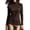 Coffee, variant on Women's Long Sleeve Ruched Turtleneck Top, Fall High Neck Base Layer Shirt