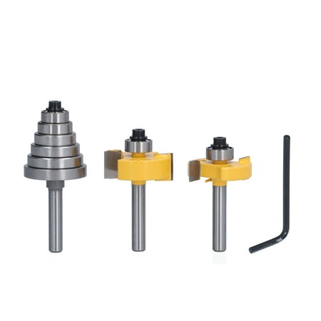 

Router Bit 1/4in Shank Multi Grooved with 6Pcs Bearing 1/8in 1/4in 5/16in 3/8in 7/16in 1/2in