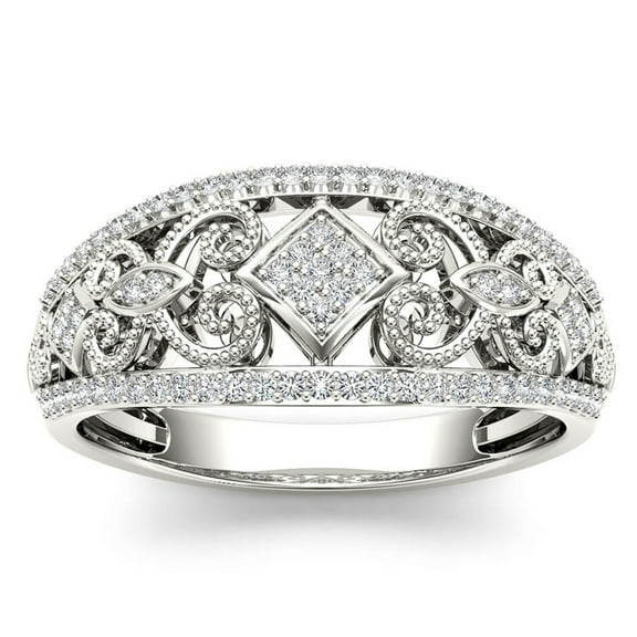 Half Eternity Diamond Wedding Band, Cluster Diamond Engagement Ring, Art Deco Milgrain Shank Diamond Ring, Illusion Pave Set Diamond Band, 925 Sterling Silver, 2.2 Ct Simulated Diamond