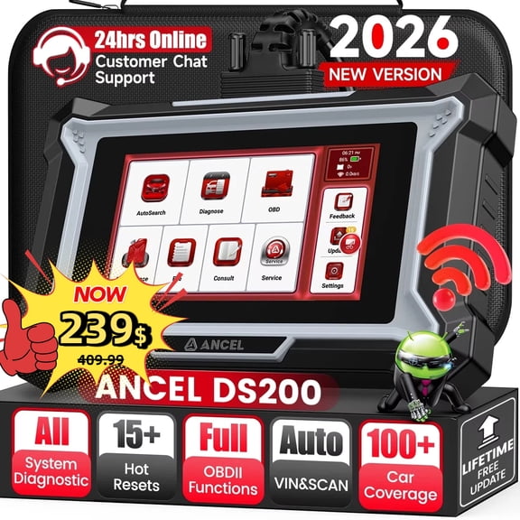 ANCEL Wireless Full System OBD2 Scanner Car Diagnostic Tool with 15  Reset Services, DPF Regen, Injector Cod-ing, ABS Bleeding, WiFi Free Lifetime Updates, Online Customer Service