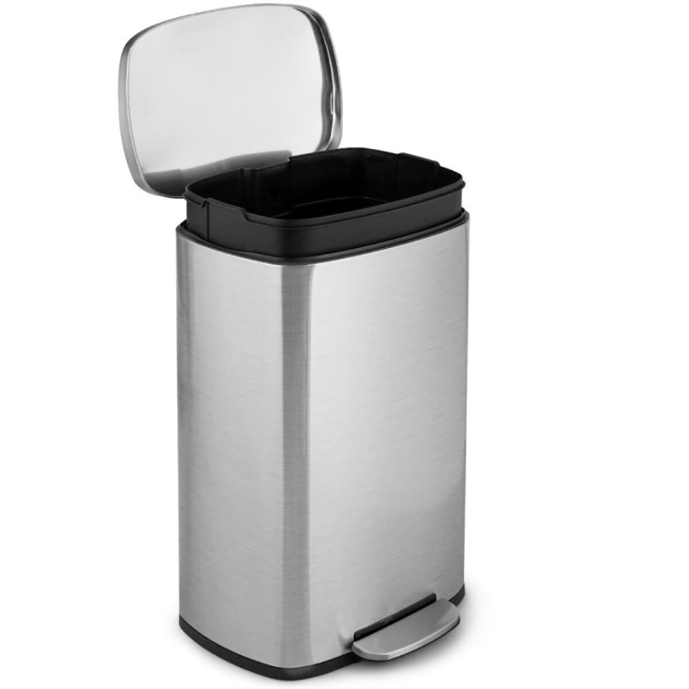 Resenkos 13.2 Gallon Stainless Steel Trash Garbage Can with Bucket, Metal Kitchen Step Recycle Bin, Metal Dustbin