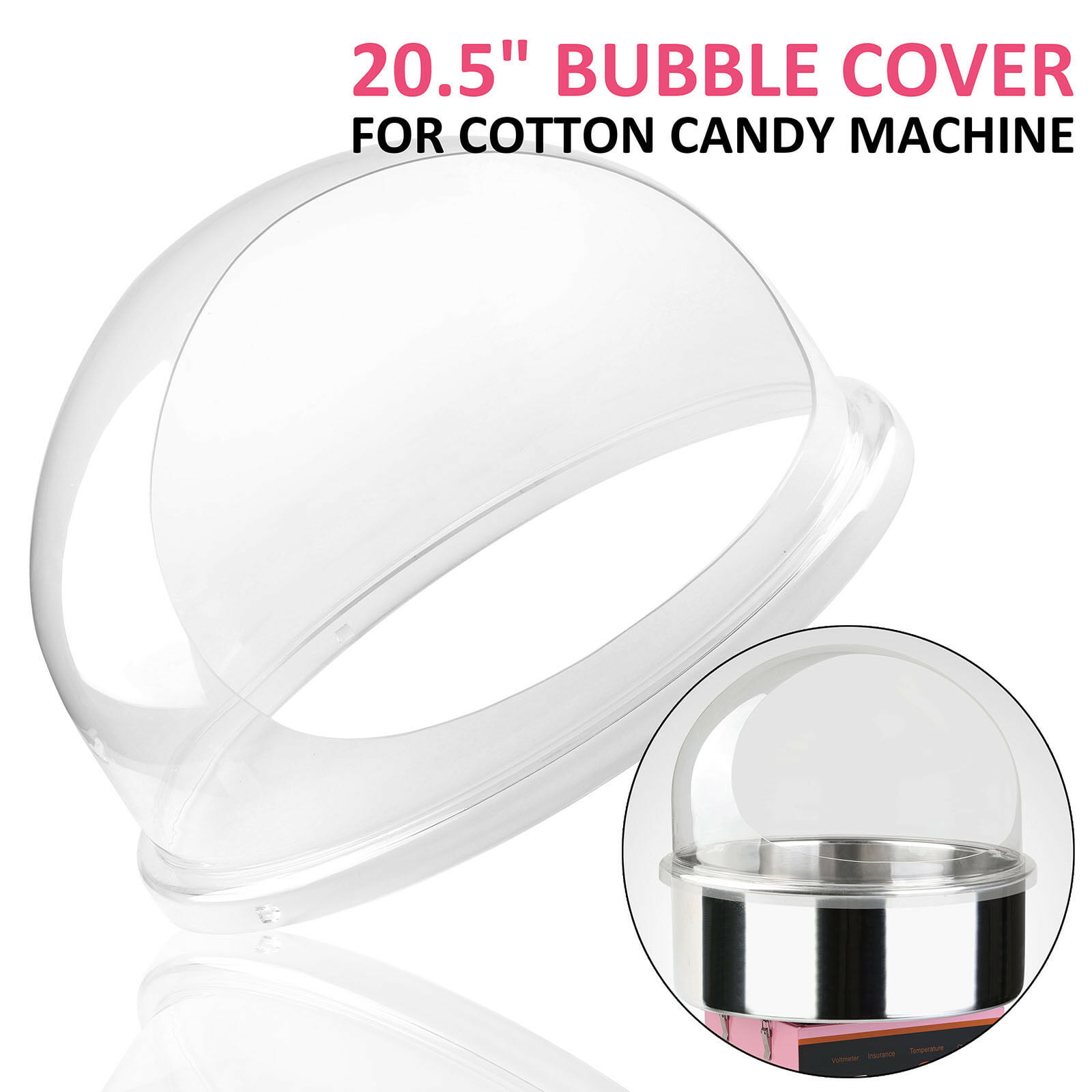 Cotton Candy Machine Floss Maker Clear 20.5" Bubble Cover Shield VEVOR 