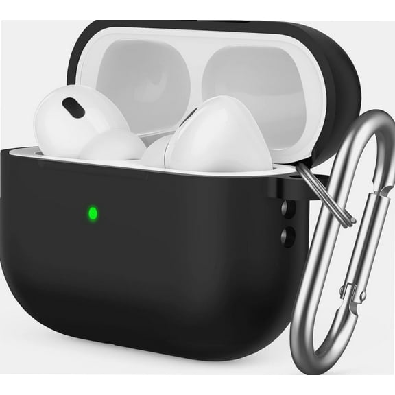 Airpods Pro 2 Case Silicone Protective Skin Case with Carabiner [Front LED Visible] [Wireless Charging] Compatible with Apple AirPods Pro 2nd Generation 2022