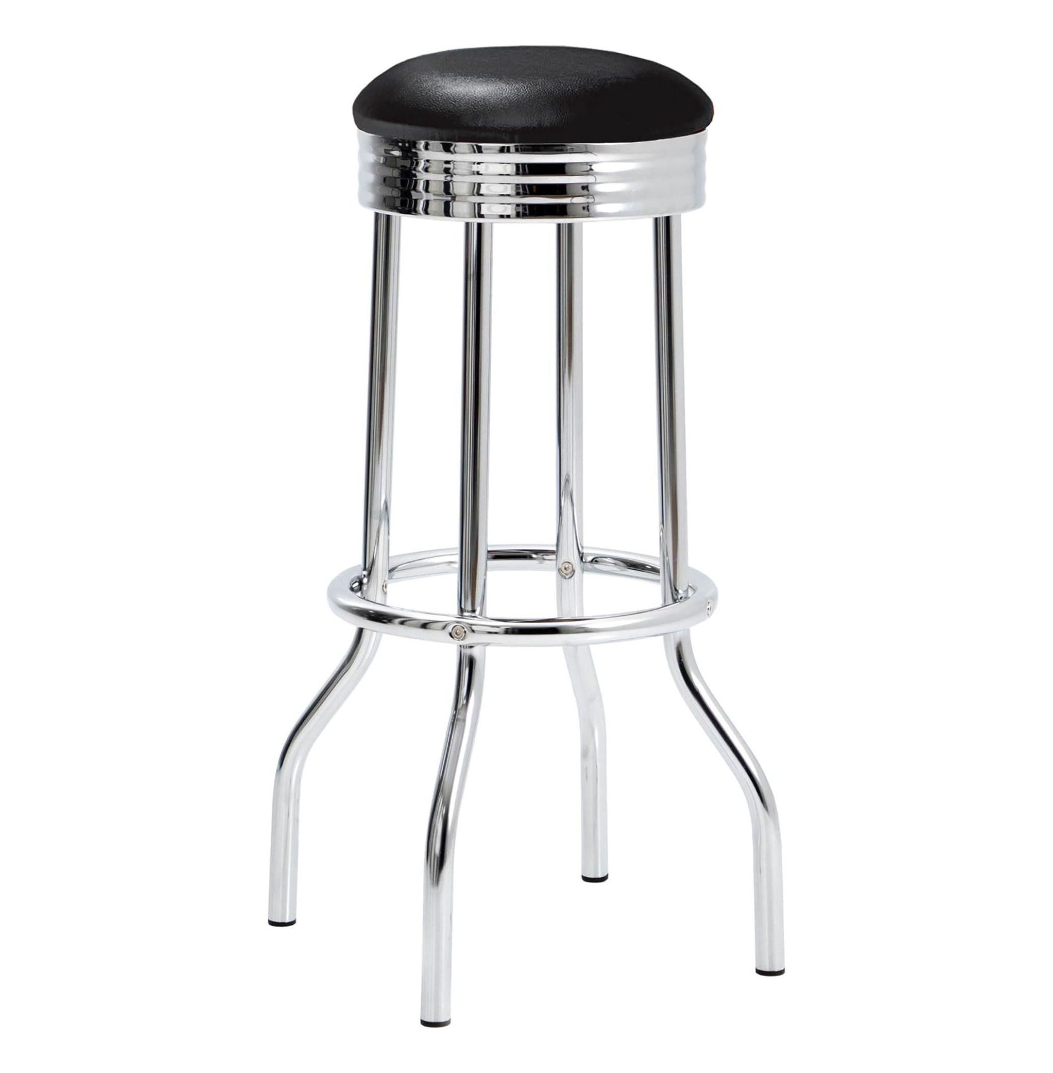 Black and Bar Height Stool (Set of 2)