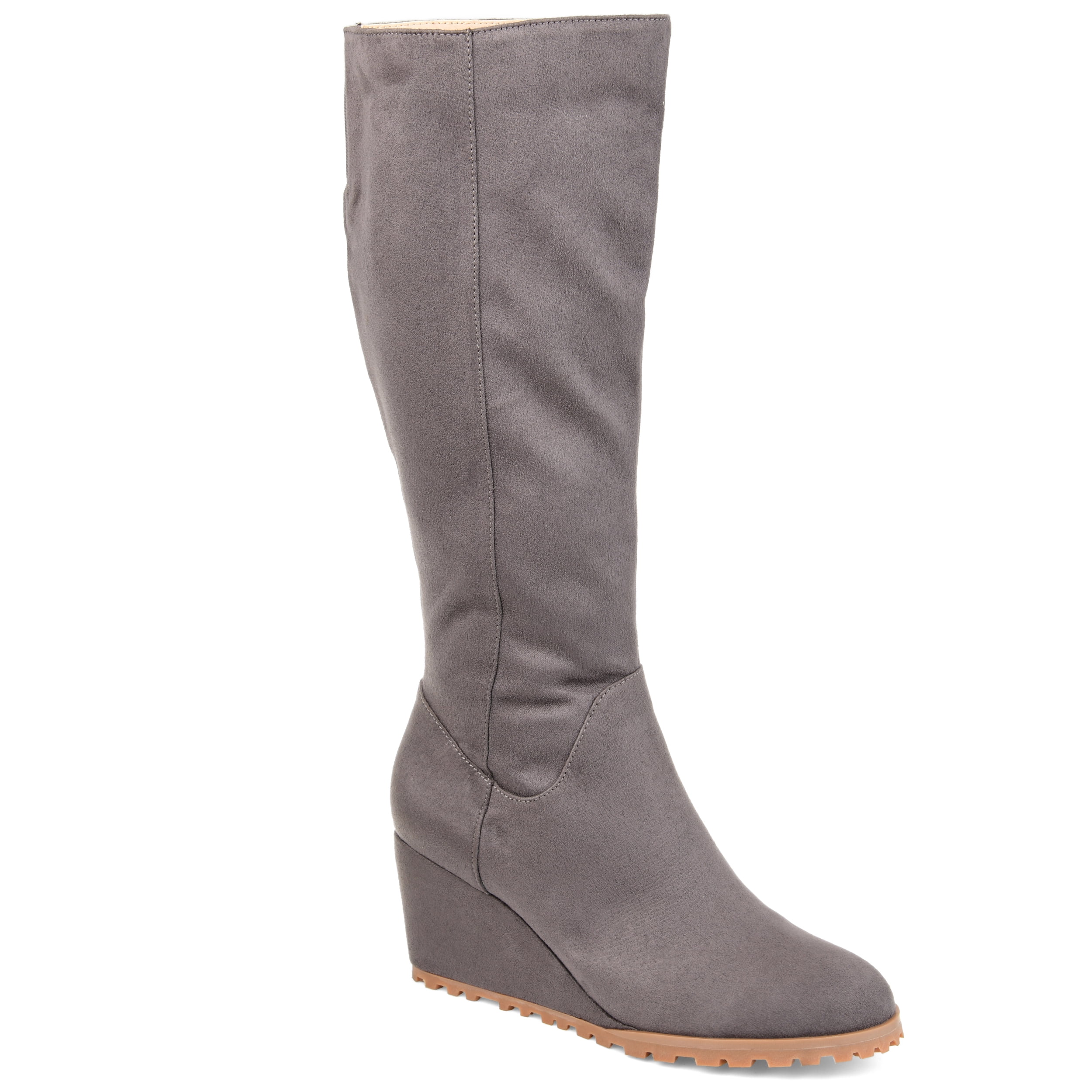 gray suede wedge booties