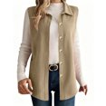 thumbnail image 5 of Maqroz Womens Outerwear Vests Collared Sleeveless Cardigans Button Down Long Jackets Loose Solid Corduroy Tops for Casual and Office, 5 of 8
