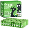 thumbnail image 1 of Pet N Pet 1080 bolsas verdes para excrementos de perros, 38 % a base de plantas y 62 % PE, rollos de bolsas extra gruesas para excrementos de perros, 9 x 13 pulgadas, bolsas sin perfume para excrement, 1 of 6