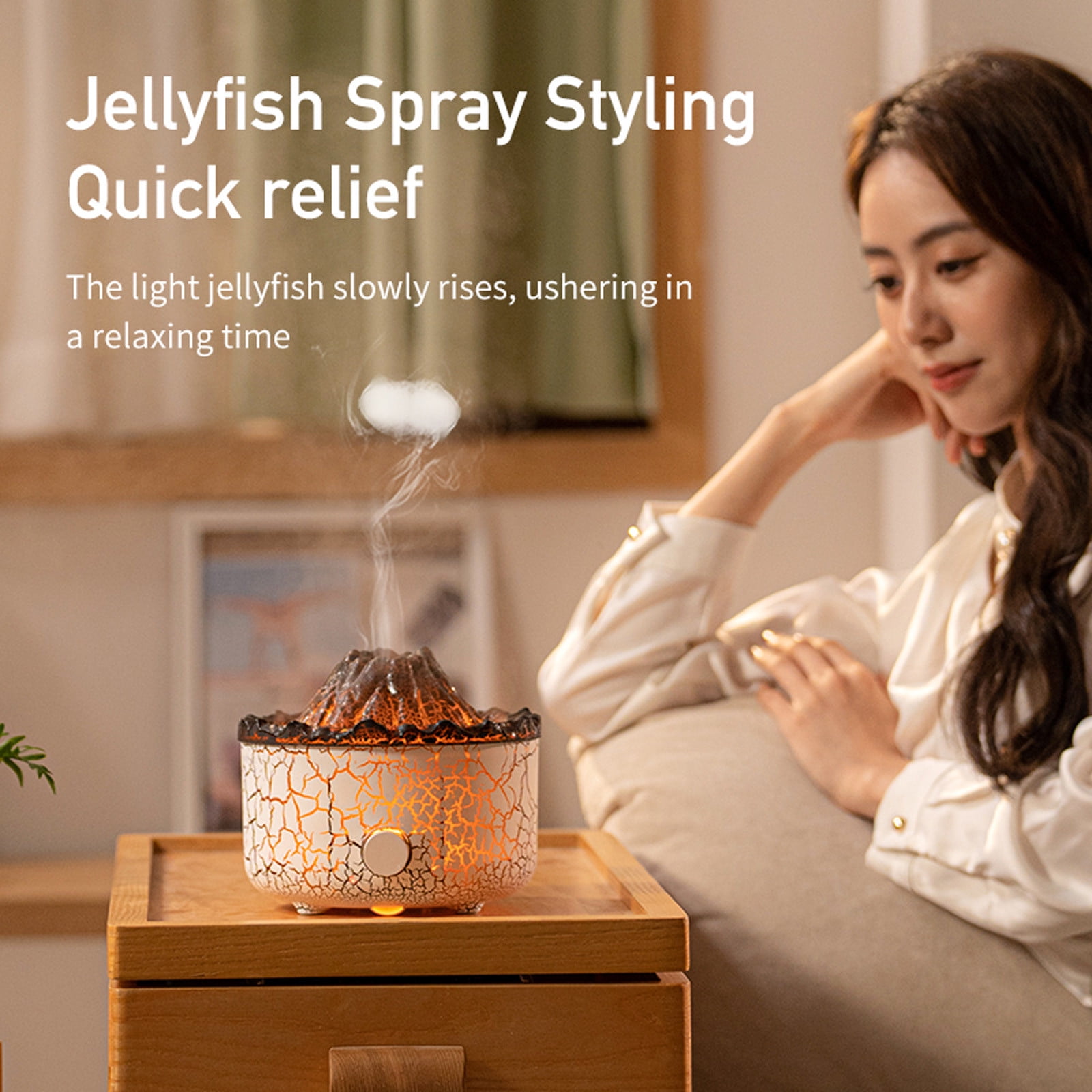 ESULOMP Volcanic Aromatherapy Machine Home Desktop Humidifier Flame Aromatherapy Machine