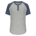 thumbnail image 3 of Timegard Women Tops Notched V Neck Button Short Sleeve Color Block Loose Comfy Summer Casual Shirts Tops, 3 of 5