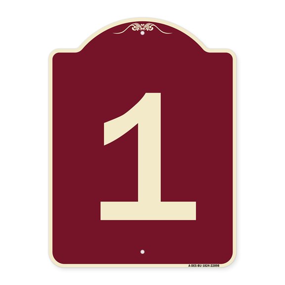 SignMission Designer Series Sign - Sign with Number 1 | Burgundy 18" x 24" Heavy-Gauge Aluminum Architectural Sign | Protect Your Business & Municipality | Made in the USA