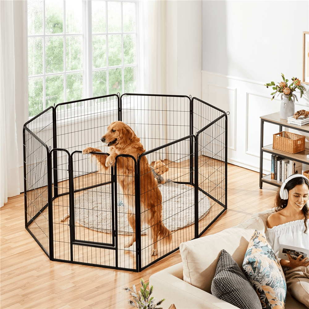 Renwick 8 Panel Heavy Duty Dog Playpen, Indoor & Outdoor, Black
