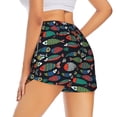 thumbnail image 3 of Goofa Hand Drawn Colorful Fishes Printed Women 2 in 1 Running Shorts,Quick Dry Athletic Workout Shorts,High Waisted Athletic Shorts with Liner Pockets-Small, 3 of 9