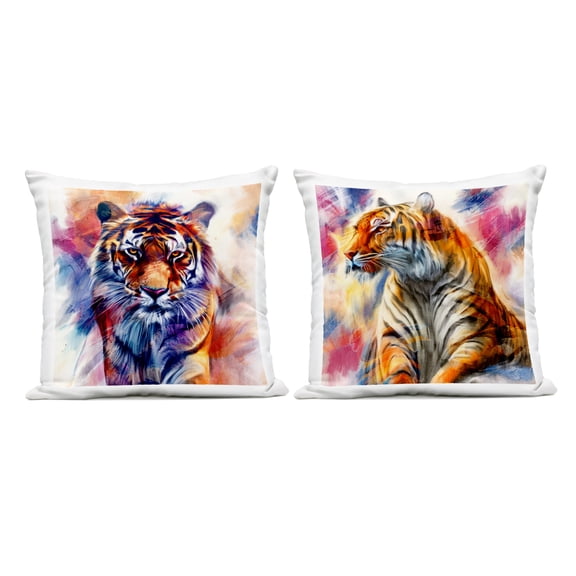 Stupell Industries Prowling Jungle Tigers Design by Kim Allen Outdoor Printed Pillow (Set of 2)