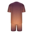 thumbnail image 5 of USNSM Men's Plus Size Round Neck Gradient Print Sport Slim Elastic Waist Tie Shorts Soft Comfort Breathable Short Sleeve Shirt Set Orange XL, 5 of 5