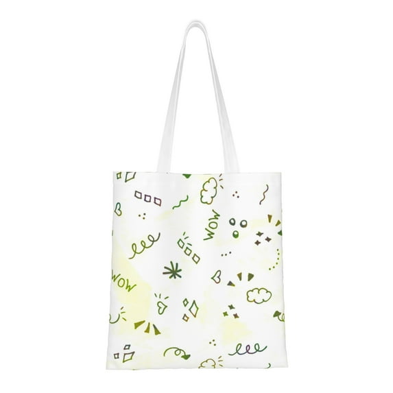 YFYANG Reusable Cotton Canvas Tote Shopping Bag, Cute Graffiti Washable Portable Grocery Bag for Daily Travel
