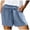 Blue, variant on Women's High Waisted Gauze Cotton Shorts Linen-Like Breathable Drawstring Summer Beach Shorts with Pockets