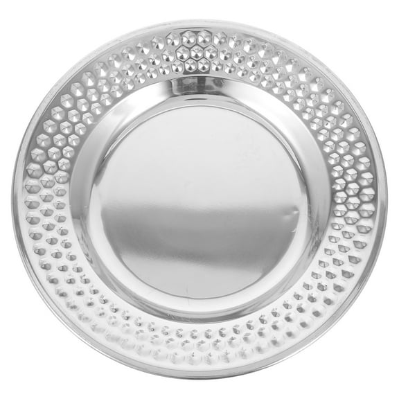 Stainless Steel Round Platter Hammered Decorative Serving Tray for Desserts Snacks Table Parties and Events Elegant Design