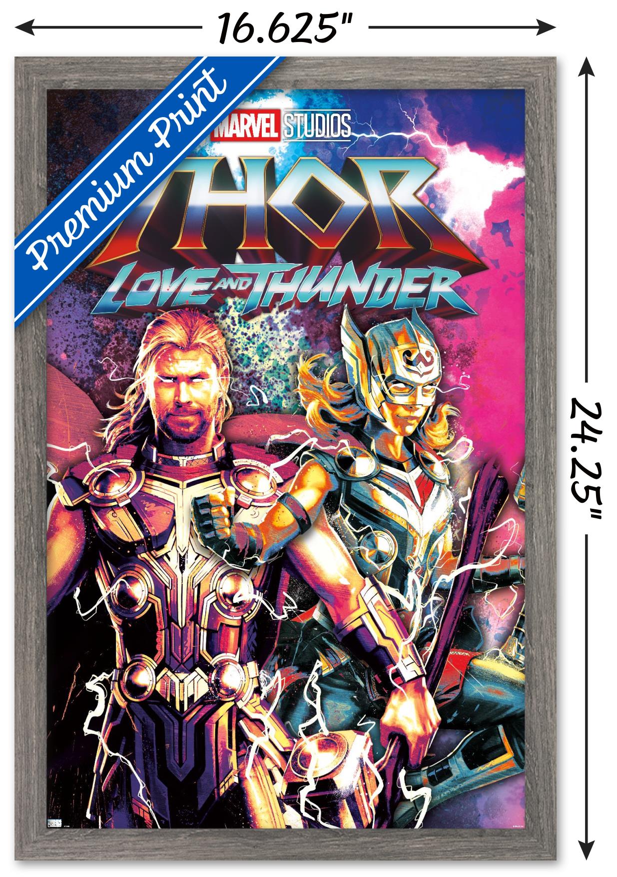 Marvel Thor: Love and Thunder - Duo Wall Poster, 14.725" x 22.375" Framed