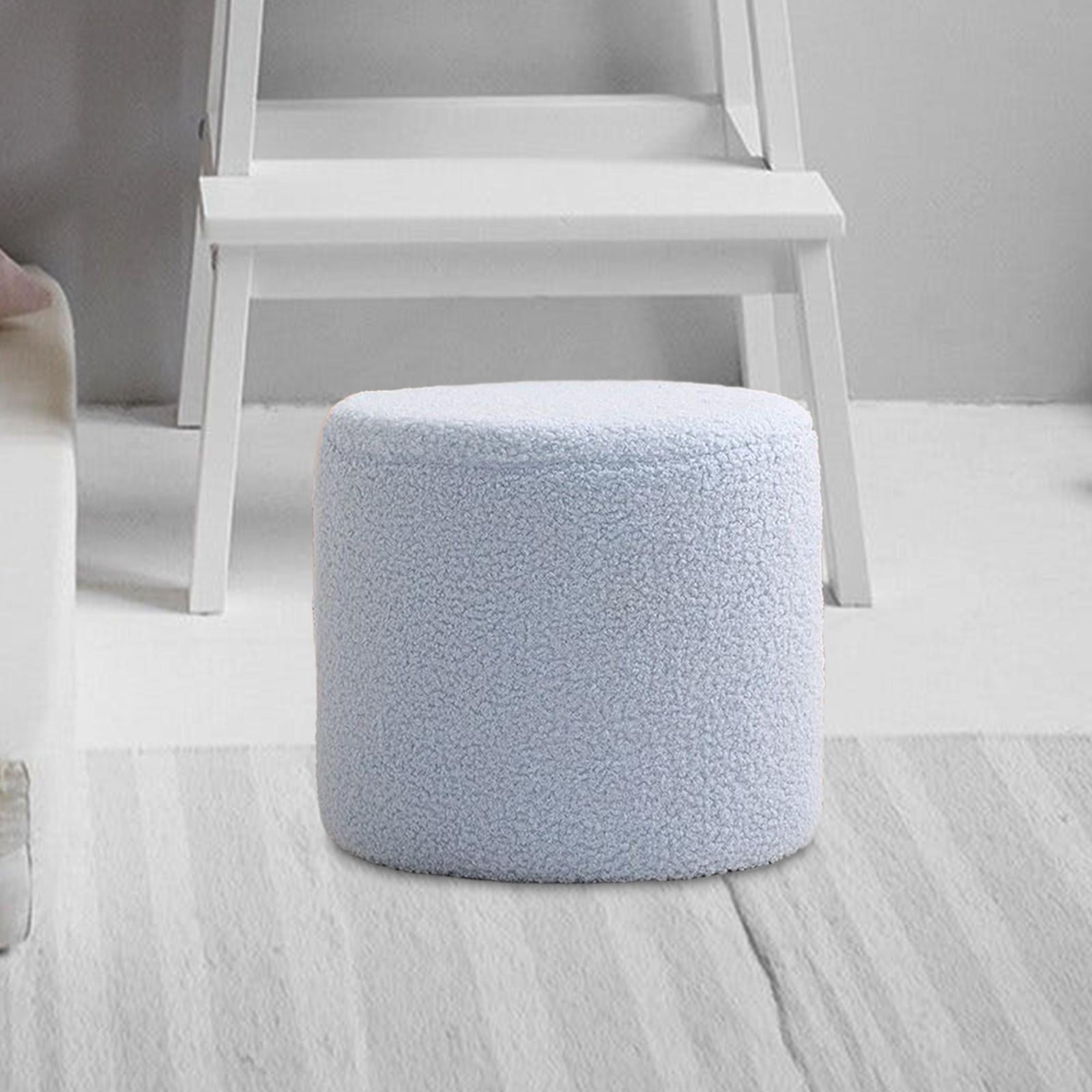 Round Ottoman Foot Rest Stool Footstool Bench Seat Chair Small Cylinder Stool Sofa Tea Stool for Office, Bedroom, Nursery, Apartment blue