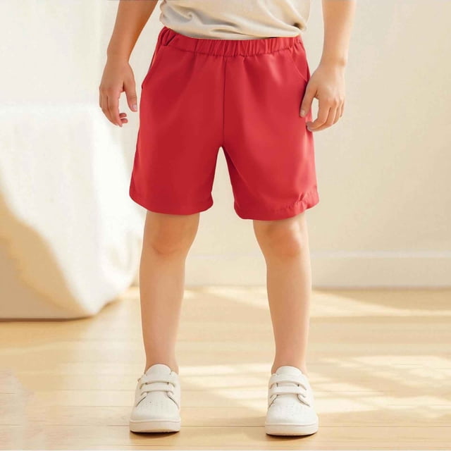Shorts pour Garçon Tout-Petit Rouges à Cordon, Taille Élastique, Shorts Athlétiques, Shorts d'Été pour Bébé Garçon, Shorts pour Garçons Taille 4-5 Ans